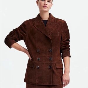 NWT Alexa Chung for Madewell Double-Breasted Blazer in Real Suede